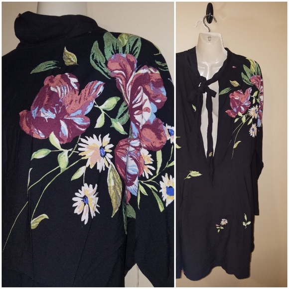 Free People black Mini Dress Tunic Top - Picture 6 of 7